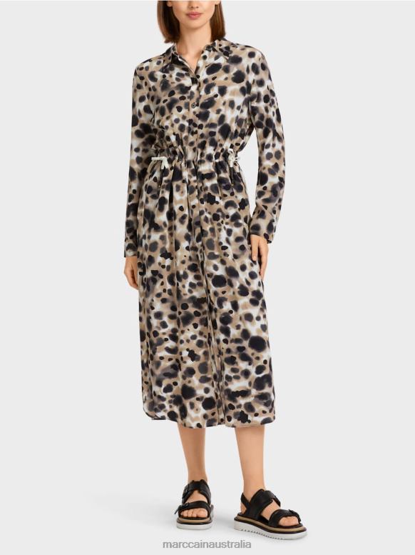 Clothing Light Coffee J8XFX116 "Rethink Together" leopard dress Marc Cain