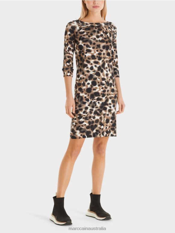 Clothing Light Coffee J8XFX49 Cotton stretch dress Marc Cain