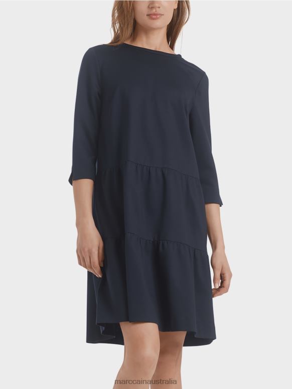 Clothing Midnight Blue J8XFX146 Jersey dress with tiered flounces Marc Cain