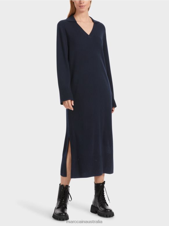 Clothing Midnight Blue J8XFX5 Long knitted "Rethink Together" dress Marc Cain