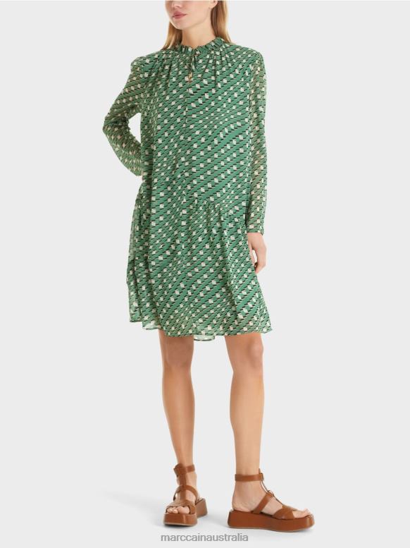 Clothing Moss Green J8XFX129 Dress with graphic pattern Marc Cain