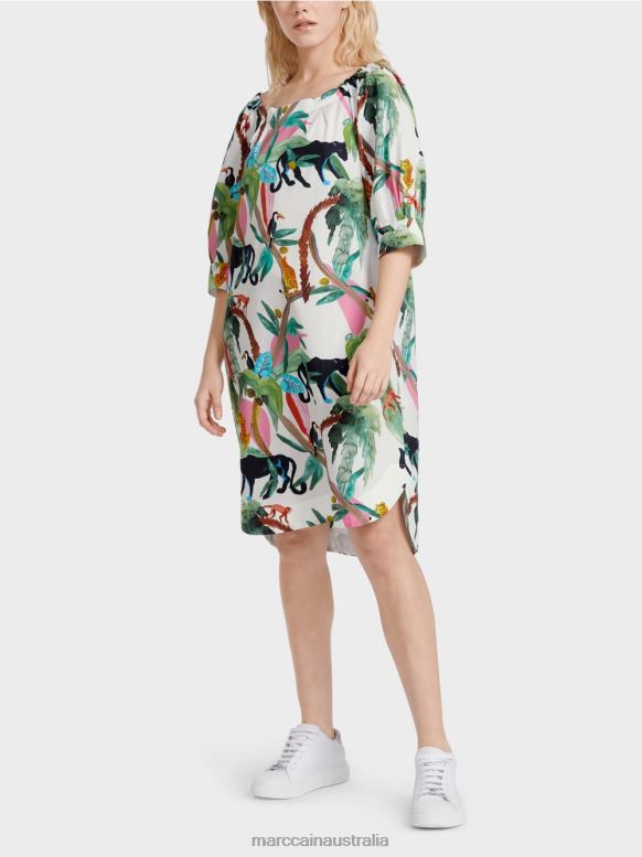 Clothing Off-White J8XFX69 Casual dress with jungle print Marc Cain
