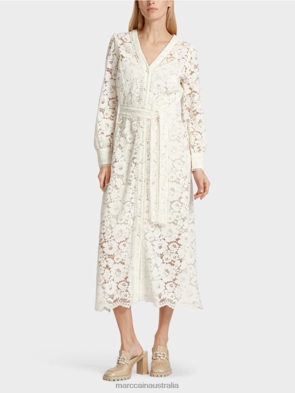 Clothing Off-White J8XFX78 Long dress in lace Marc Cain