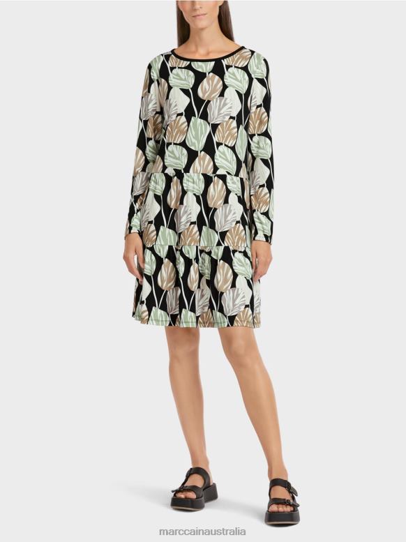 Clothing Powder Mint J8XFX137 Dress with all-over leaf motif Marc Cain