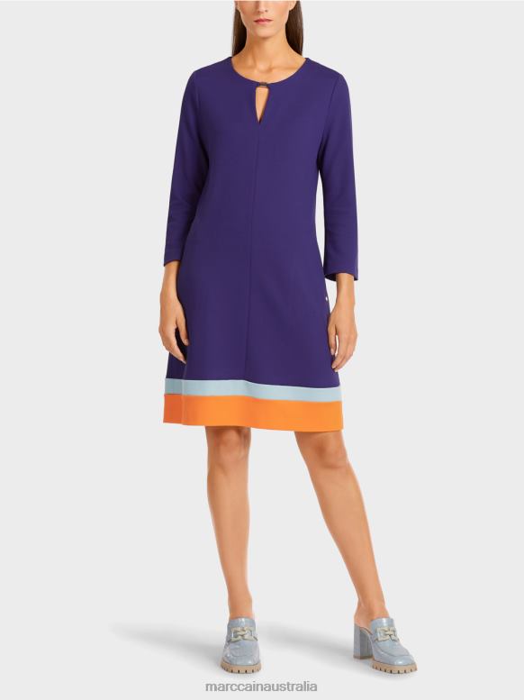 Clothing Royal Purple J8XFX140 Dress with colour-blocked hem Marc Cain