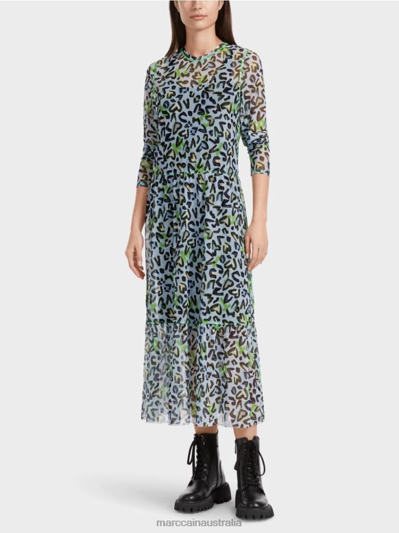 Clothing Soft Powder Blue J8XFX26 Long dress with tiered skirt Marc Cain