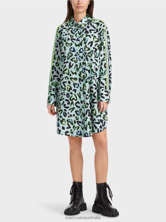 Clothing Soft Powder Blue J8XFX29 Roundneck "Rethink Together" shirt dress Marc Cain