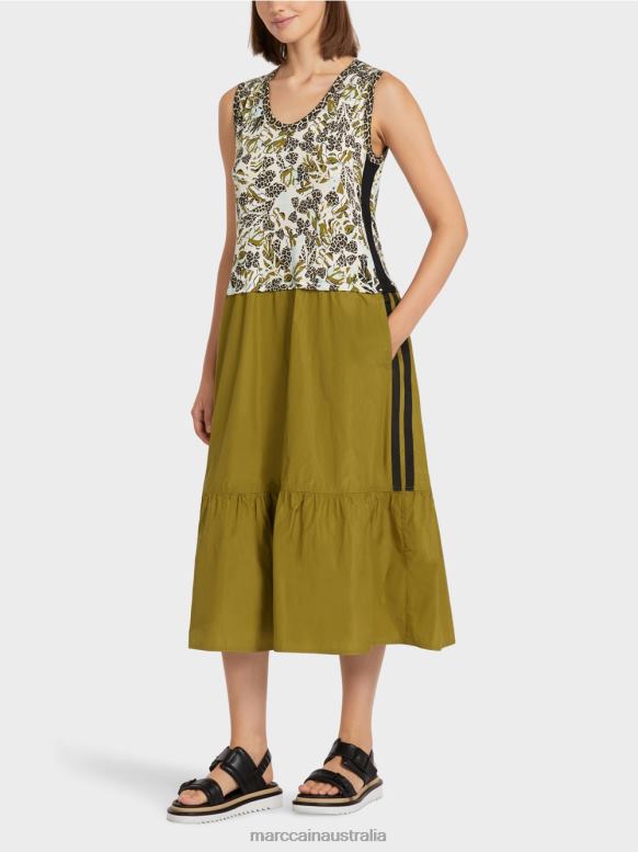 Clothing Soft Skylight J8XFX113 Tiered dress with style and material mix Marc Cain