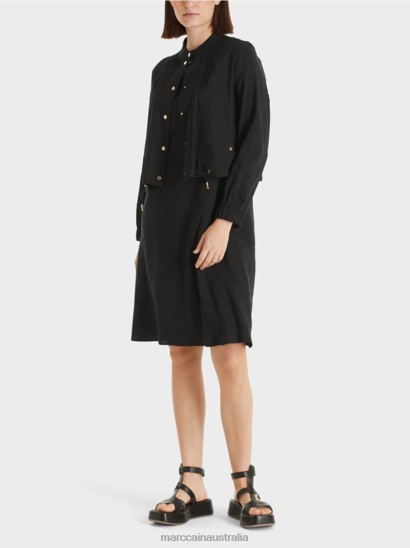 Clothing Black J8XFX386 Linen jacket with stand-up collar Marc Cain