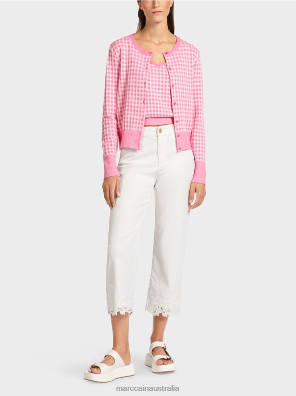 Clothing Bright Pink J8XFX407 Checked cardigan "Knitted in Germany" Marc Cain