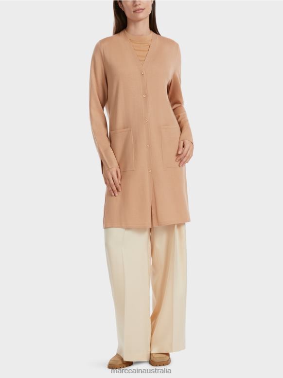 Clothing Bright Toffee J8XFX326 "Rethink Together" wool cardigan Marc Cain