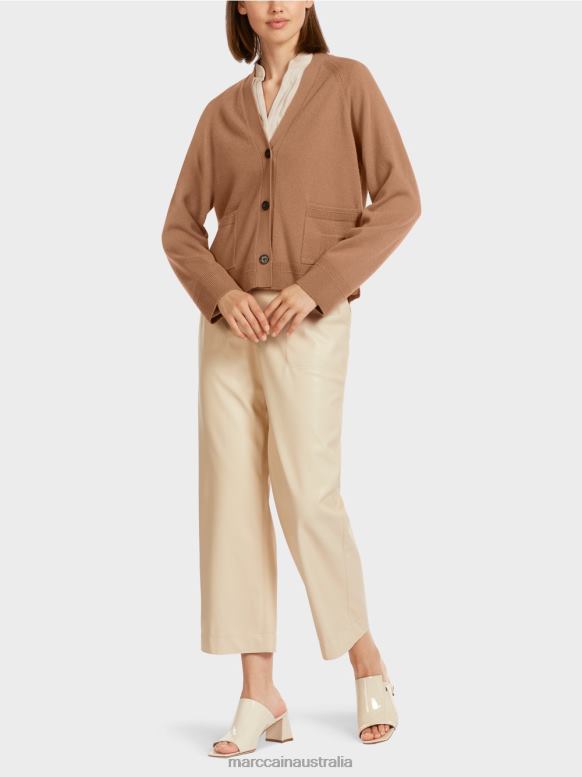 Clothing Camel J8XFX437 Elegant cardigan with side slits Marc Cain