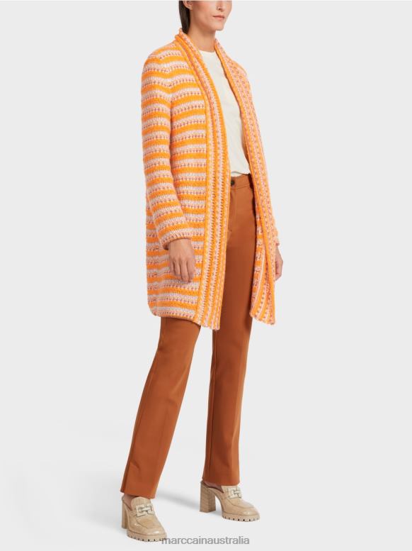 Clothing Clear Orange J8XFX446 Long cardigan "Knitted in Germany" Marc Cain