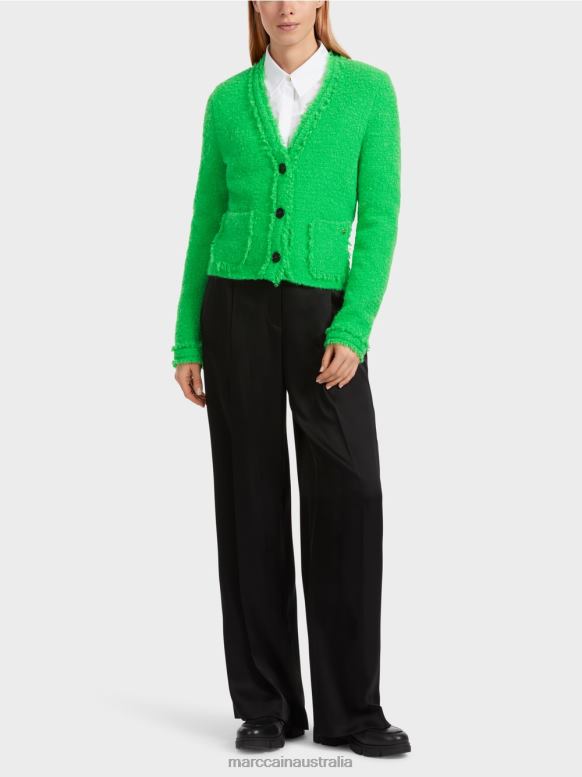 Clothing Dark Apple Green J8XFX310 Boucle Cardigan Knitted in Germany Marc Cain
