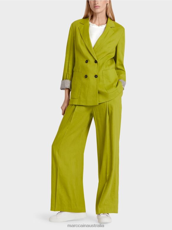 Clothing Deep Oliv Green J8XFX190 Double-breasted linen jacket Marc Cain