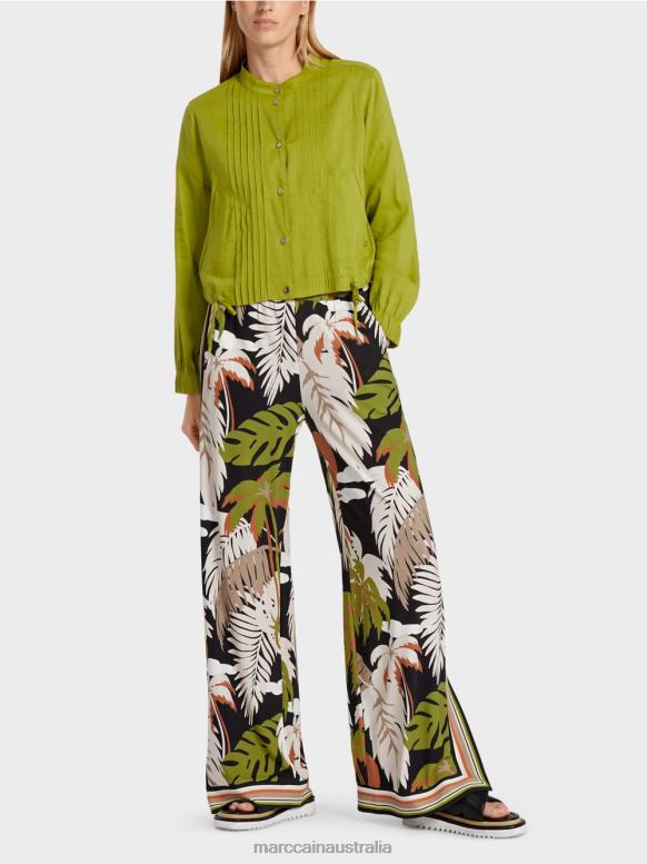 Clothing Deep Oliv Green J8XFX383 Linen jacket with stand-up collar Marc Cain