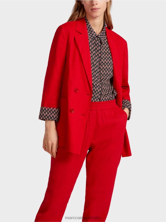 Clothing Deep Red J8XFX181 Double-breasted linen jacket Marc Cain