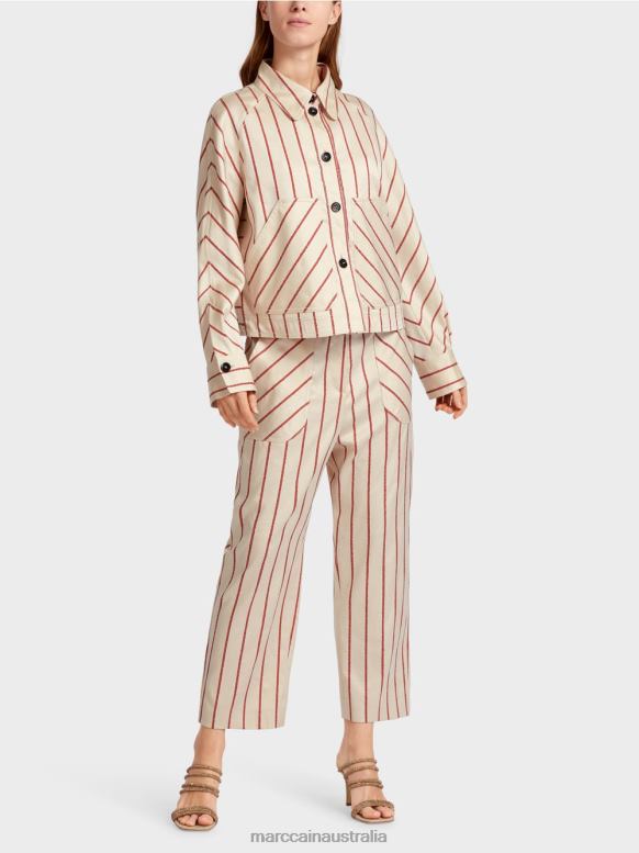 Clothing Deep Red J8XFX353 Striped jacket in lyocell Marc Cain