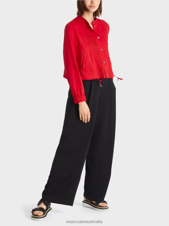 Clothing Deep Red J8XFX356 Linen jacket with stand-up collar Marc Cain