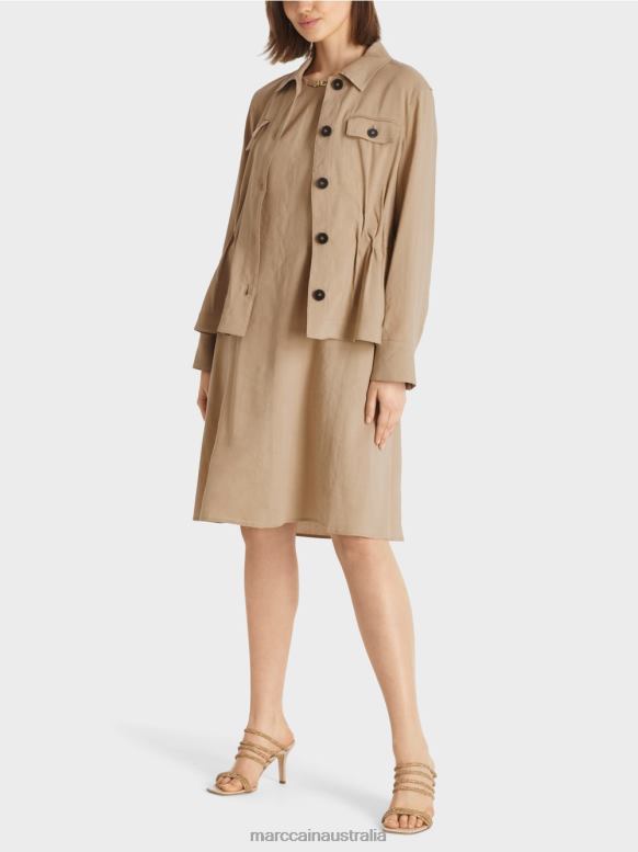 Clothing Deep Sand J8XFX385 Feminine linen jacket Marc Cain
