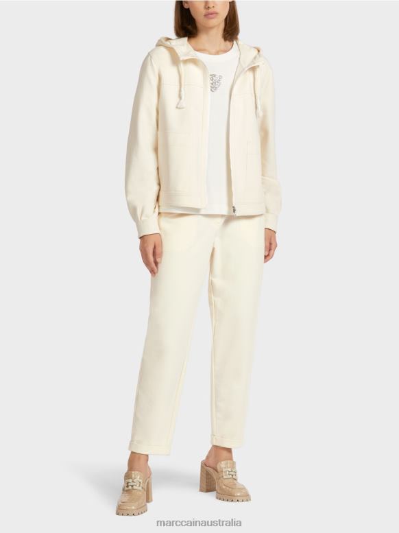 Clothing Light Ecru J8XFX410 Hooded jacket in cotton jersey Marc Cain