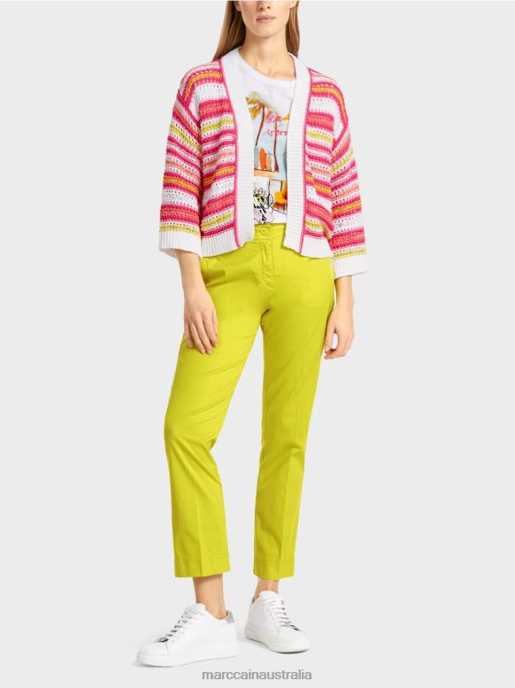 Clothing Light Limeade J8XFX368 Striped cardigan "Knitted in Germany" Marc Cain