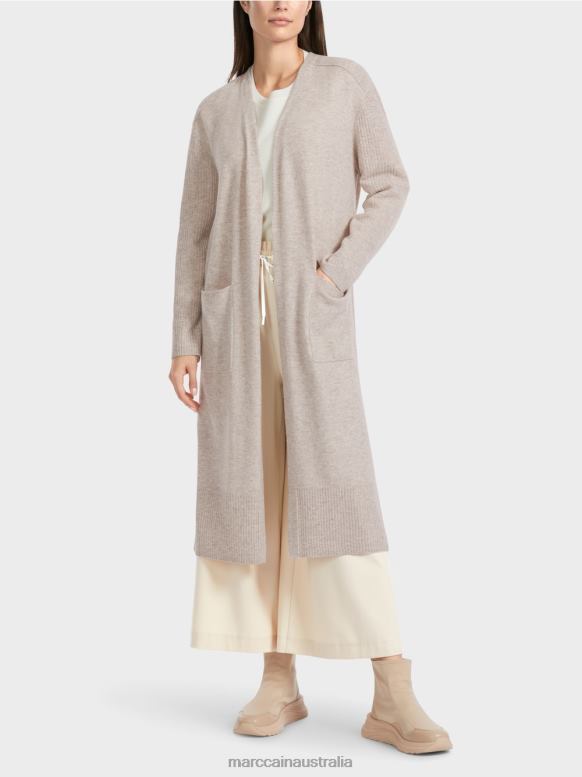Clothing Light Stone J8XFX337 Long knitted "Rethink Together" coat Marc Cain