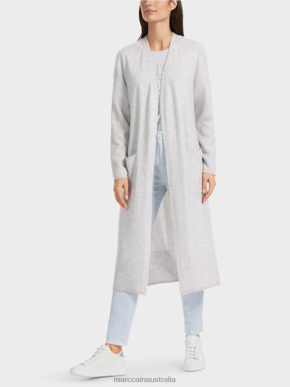 Clothing Silver Grey J8XFX333 Long knitted "Rethink Together" coat Marc Cain