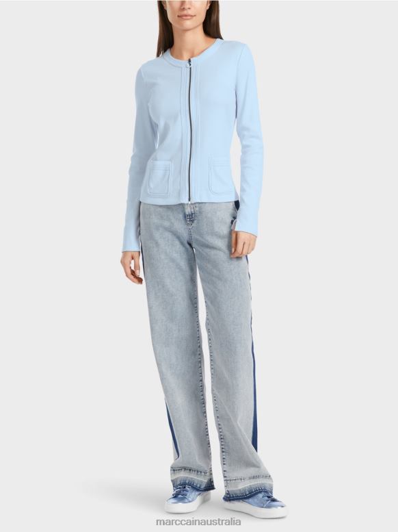 Clothing Soft Powder Blue J8XFX330 Zipped jacket with round neck Marc Cain
