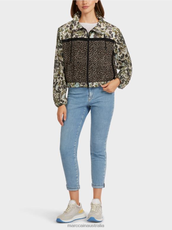 Clothing Soft Skylight J8XFX414 Feminine pattern-mix zip-up jacket Marc Cain