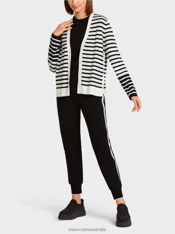 Clothing White And Black J8XFX418 Striped cardigan Marc Cain