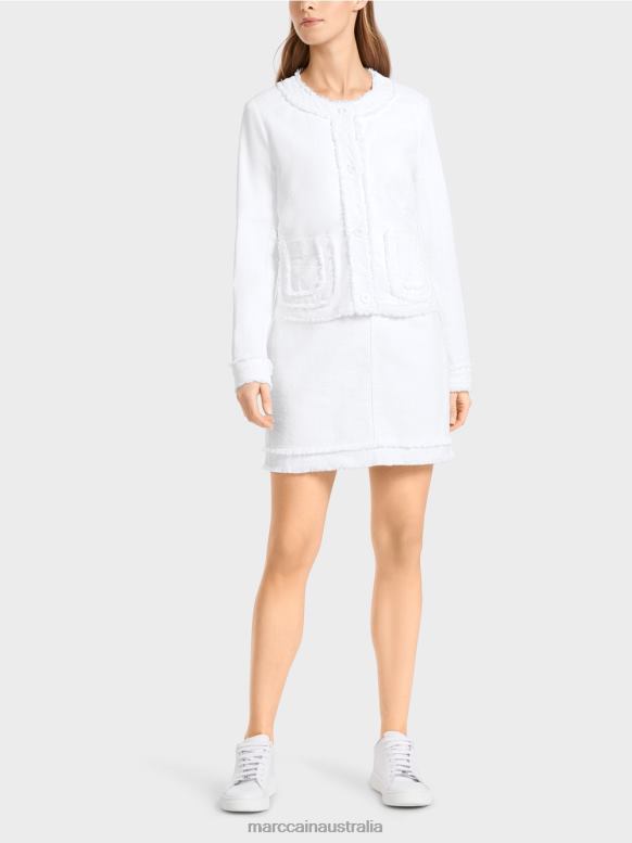 Clothing White J8XFX371 Fringed jacket with floral buttons Marc Cain