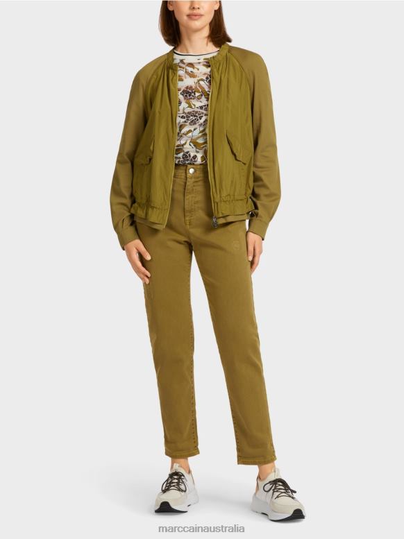 Clothing Yellow Oliv J8XFX413 Soft blouson in fine ribbed fabric Marc Cain