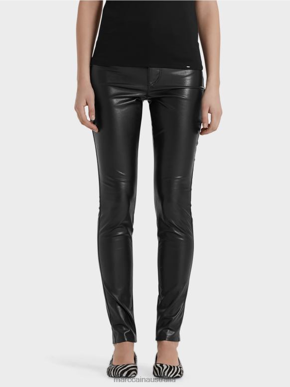 Clothing Black J8XFX831 Drainpipe trousers in imitation leather Marc Cain