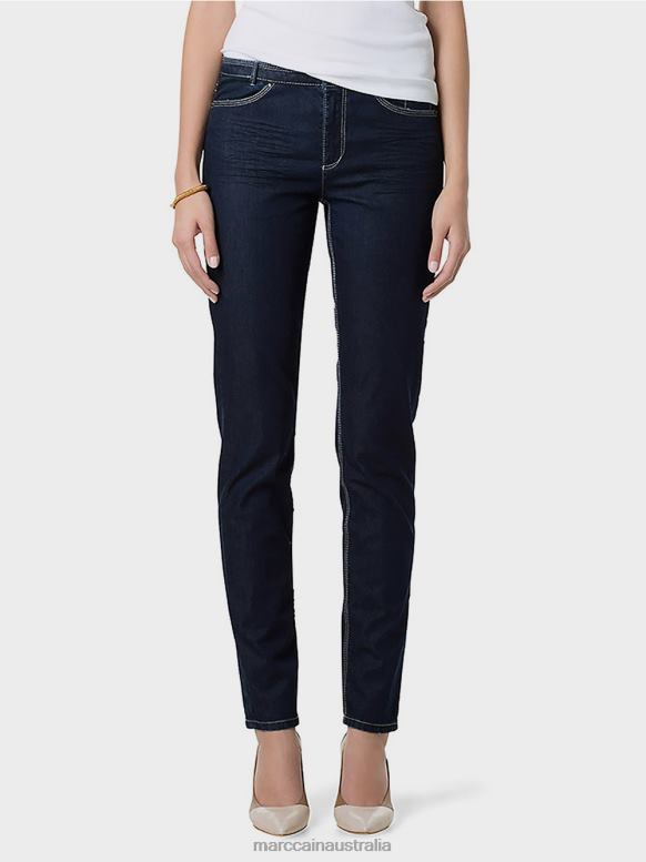 Clothing Dark Blue Denim J8XFX834 Jeans with bright coloured seams Marc Cain