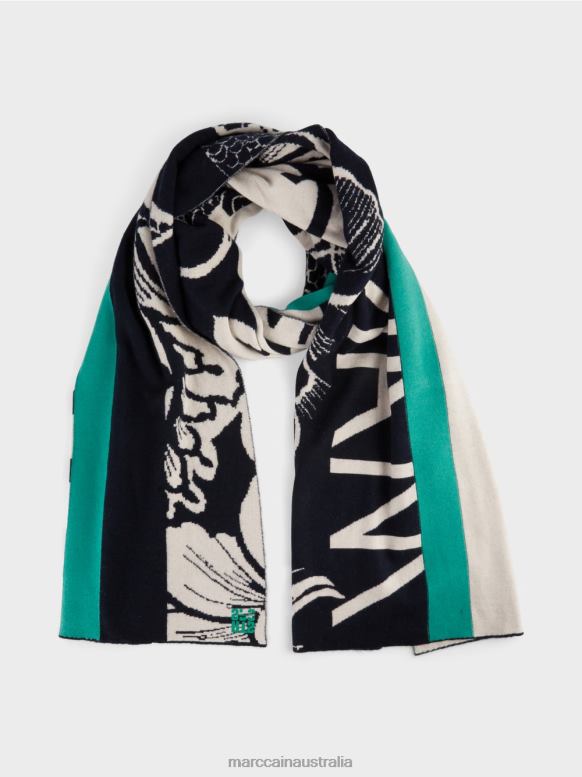 Clothing Almond Blossom J8XFX1068 Patterned fine knit scarf Marc Cain