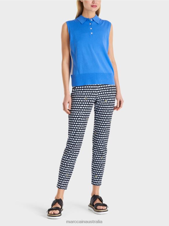 Clothing Azure J8XFX1187 Sleeveless polo shirt in fine knit Marc Cain