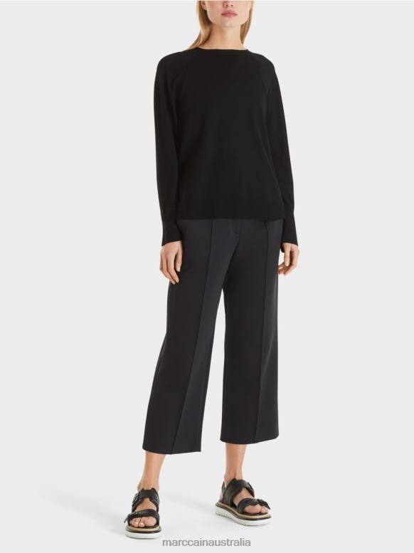 Clothing Black J8XFX1202 Knit sweater with contrast sleeve slit Marc Cain