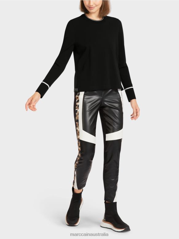 Clothing Black and White J8XFX1182 "Rethink Together" sweater with slit Marc Cain