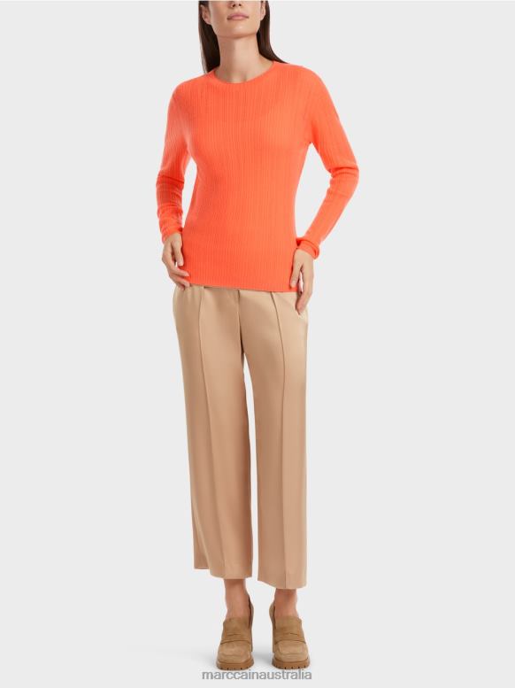 Clothing Bright Coral J8XFX1093 Round neck "Rethink Together" sweater Marc Cain