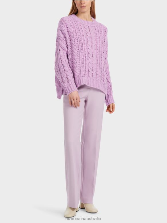 Clothing Bright Lavender J8XFX1041 Cable knit sweater Knitted in Germany Marc Cain