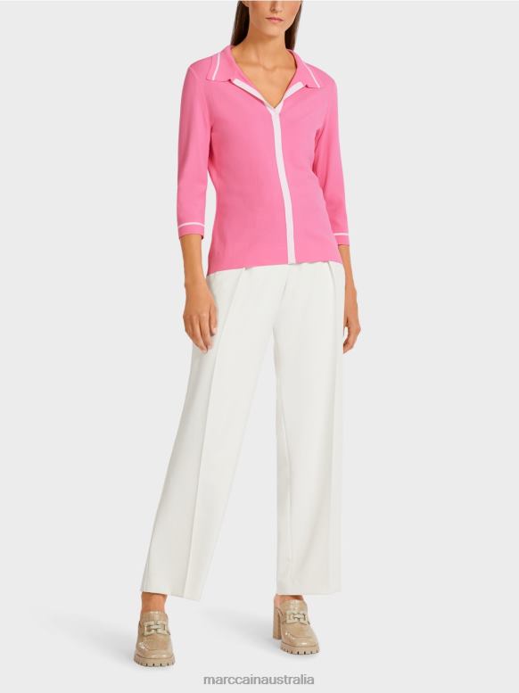 Clothing Bright Pink J8XFX1168 "Rethink Together" knitted polo shirt Marc Cain