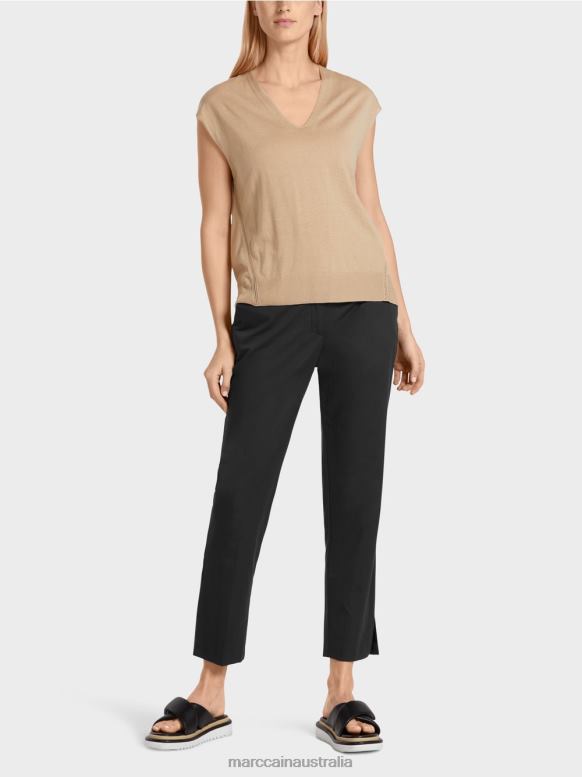 Clothing Deep Sand J8XFX1151 Sleeveless fine-knit sweater Marc Cain