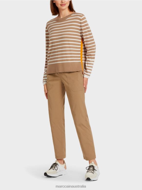 Clothing Light Coffee J8XFX1179 Sweater with braid stripes Marc Cain
