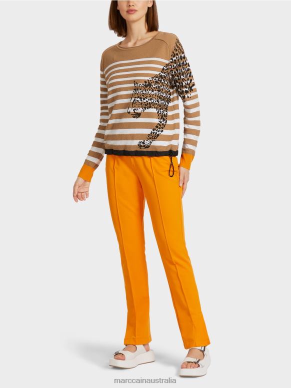 Clothing Light Coffee J8XFX1181 Striped sweater "Knitted in Germany" Marc Cain