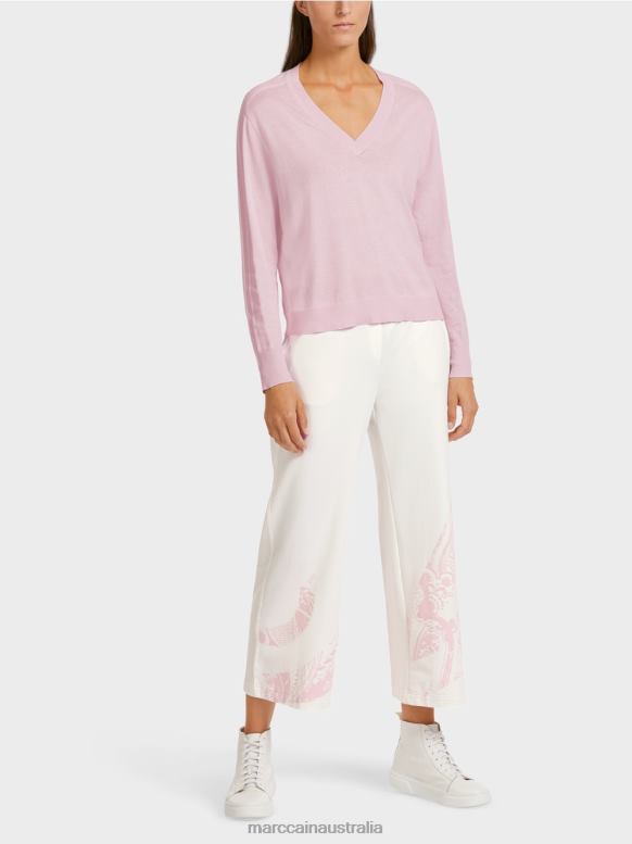 Clothing Light Lavender J8XFX1156 Elegant fine-knit V-neck sweater Marc Cain