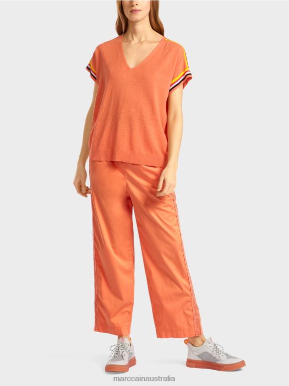 Clothing Light Terracotta J8XFX1141 Casual knitted sweater with V-neck Marc Cain