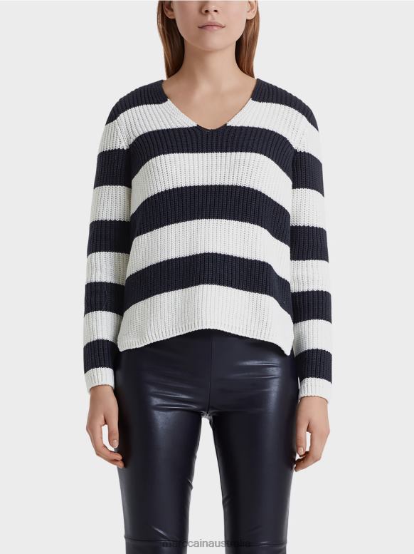 Clothing Midnight Blue J8XFX1216 Sweater with block stripes Marc Cain