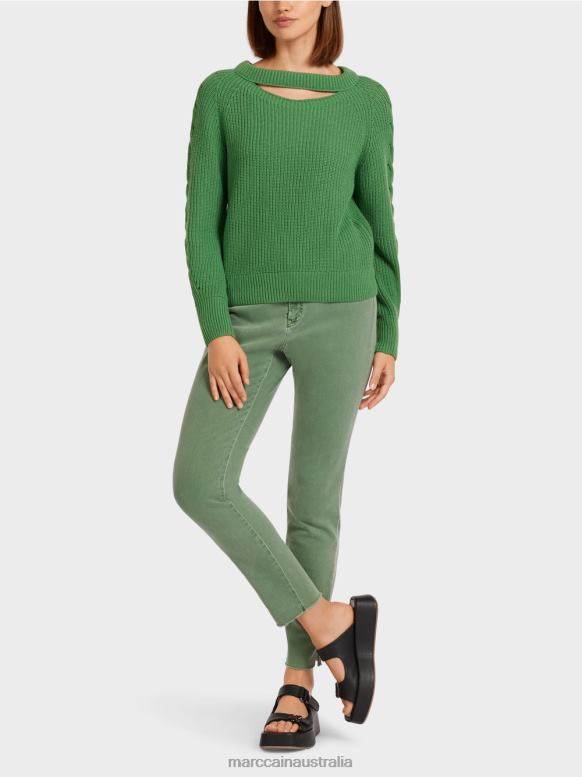 Clothing Moss Green J8XFX1198 Cable knit sweater "Knitted in Germany" Marc Cain