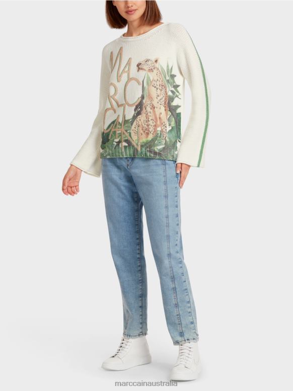 Clothing Moss Green J8XFX1199 Leopard sweater 100% Made in Germany Marc Cain